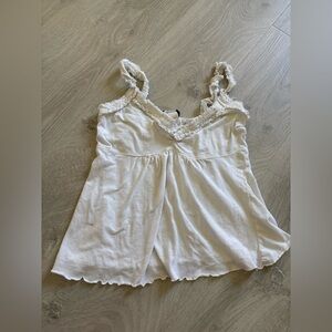rave White Ruffled Strap Camisole